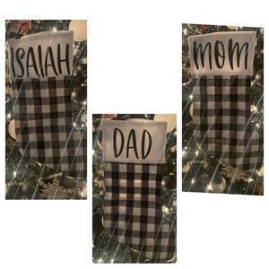 Personalized Christmas stockings Black & White Buffalo Plaid